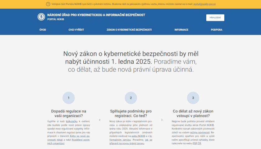 NÚKIB spustil pilotní verzi veřejné části Portálu NÚKIB